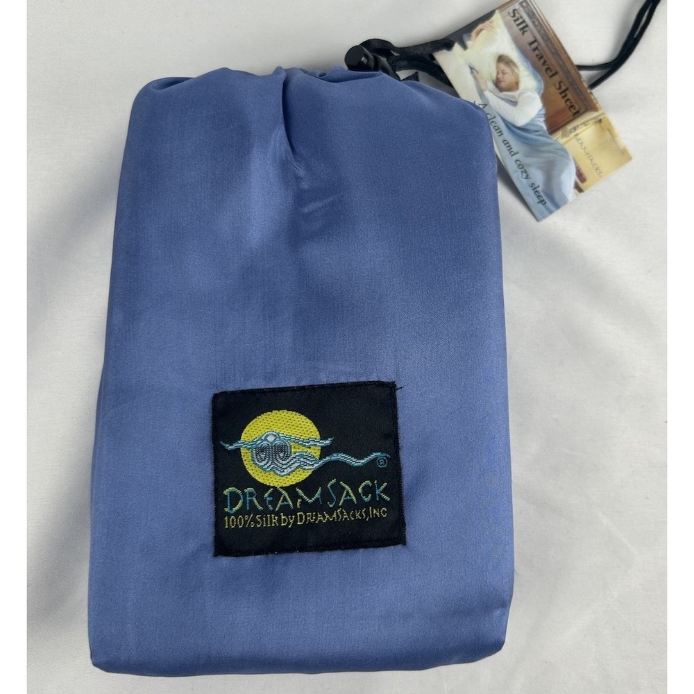 NEW Dreamsacks 100% Silk Travel Sheet Blue 7' 9" Long Extra Roomy Opening